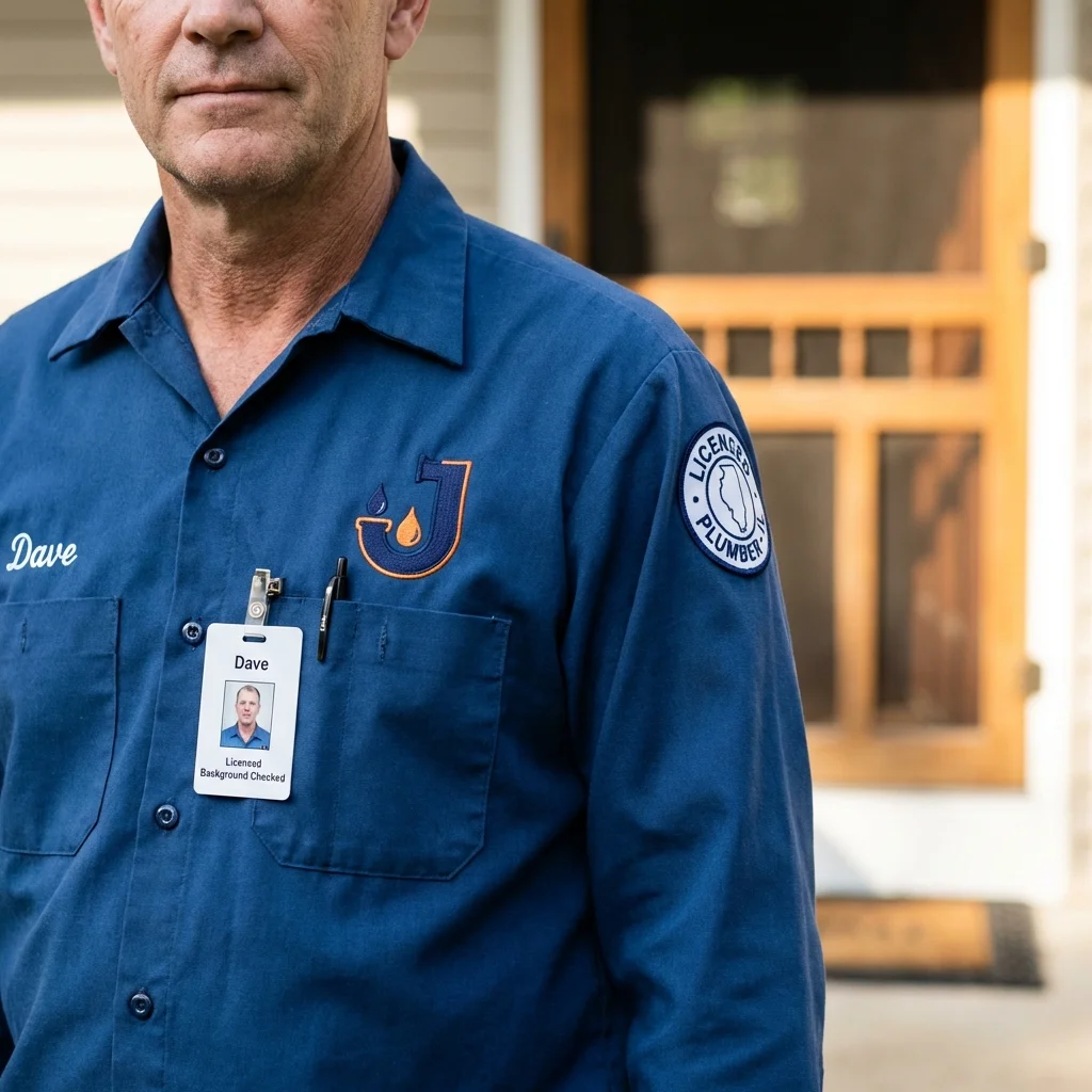 Licensed plumber showing ID badge in Hudson Falls, NY