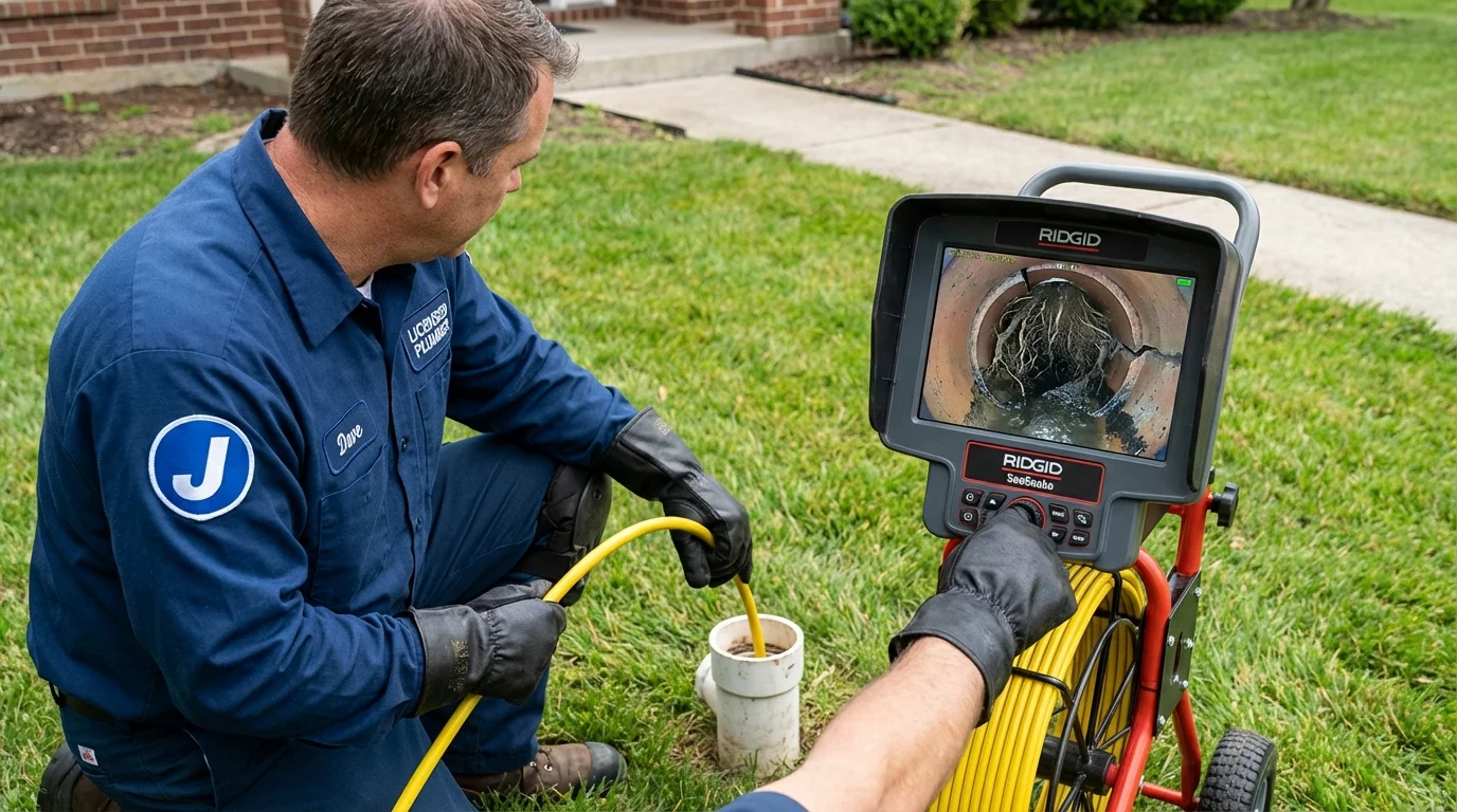 Sewer camera inspection being performed by Johns Plumbing LLC in Hudson Falls
