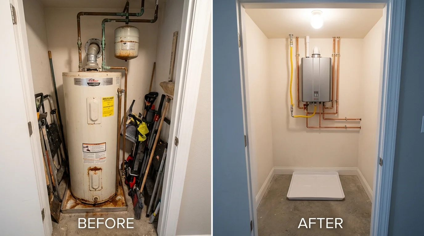 Tank water heater versus wall-mounted tankless unit comparison for Hudson Falls, NY homeowners